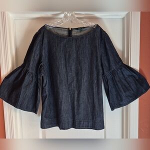 Ralph Lauren Denim Bell Sleeve Top Sz Xl